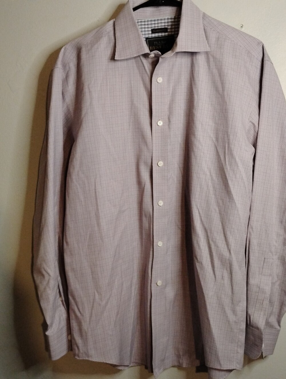 Men's Long-Sleeve Button Up Casual  Or Dress Shirt in Light Beige Checkered
